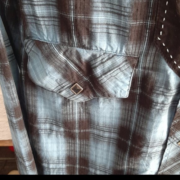Women's Riley & McCormick Western Cowgirl Oxford Button down Plaid Shirt Size M - Picture 6 of 12